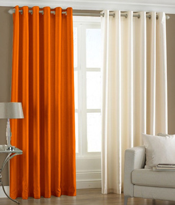 

Italian Fab 213 cm (7 ft) Polyester Door Curtain (Pack Of 2)(Plain, Orange, Beige), Beige;orange