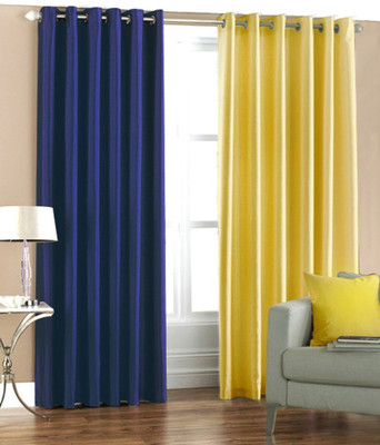 

Panipat Textile Hub 213 cm (7 ft) Polyester Door Curtain (Pack Of 2)(Plain, Blue : yellow)