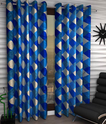 

Panipat Textile Hub 274 cm (9 ft) Polyester Long Door Curtain (Pack Of 2)(Floral, Blue)