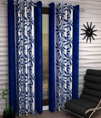

Panipat Textile Hub 152 cm (5 ft) Polyester Window Curtain (Pack Of 2)(Floral, Navy Blue)