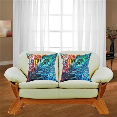 Belive-Me 3D Printed Cushions Cover(Pack of 2, 40.64 cm*40.64 cm, Green, Blue)