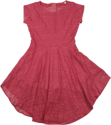 

Allen Solly Junior Girls Casual Dress(Pink, Cap Sleeve, Paradise pink