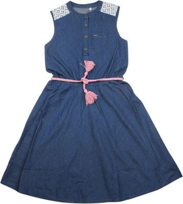

Allen Solly Junior Girls Casual Dress(Blue, Sleeveless, Indigo