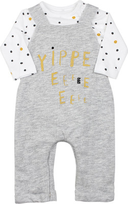 

Mothercare Dungaree For Boys Casual Printed Cotton(White, Grey