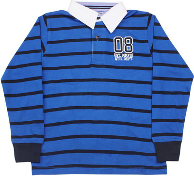 612 League Boys Striped T Shirt(Blue, Pack of 1, Royal