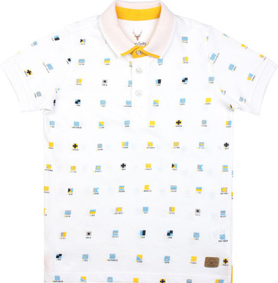 Allen Solly Junior Boys Printed Cotton T Shirt(Pack of 1, Optical white