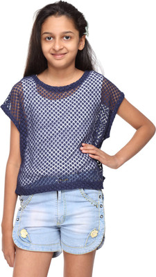 

GENZEE Girls Casual Cotton Crop Top(Blue, Pack of 1