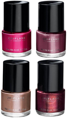 

Oriflame Sweden Pure Colour Nail Polish(Pack of 4) Hot Fuchsia, Mauve Mirage, Bronzed Brown, Burgundy Wine(Pack of 4)