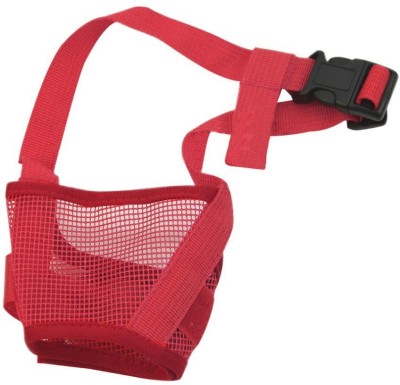 Redoak Dog Adjustable Anti Bark Mesh Soft Mouth Muzzle Small Other Dog Muzzle(Red)