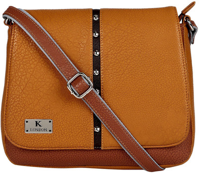 

K London Women Formal Brown, Tan, Beige Leatherette, PU Sling Bag, Beige;brown;tan