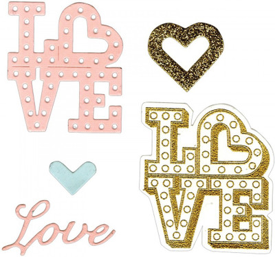 

SIZZIX Framelits Die Set 4PK w/Stamps - Love in Lights 661858 love Stencil(Pack of 4, love)