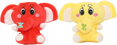 

Tickles Beautiful Big Ear Baby Elephant (Pack Of 2) - 14 cm(Red, Yellow)