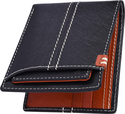 

Accezory Men Black Genuine Leather Wallet(6 Card Slots), Black;tan