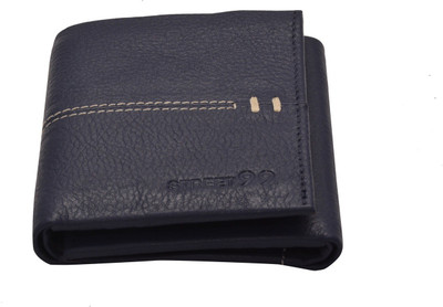

STREET 99 Men Blue Genuine Leather Wallet(9 Card Slots)