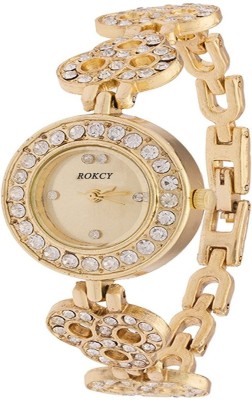 Rokcy Golden Metal Full Dimand Watch for Women Analog Watch  - For Girls   Watches  (Rokcy)