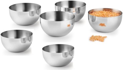 Classic Essentials Stainless Steel Vegetable Bowl Classic Essentials Veg bowl set of 6, 200 ml(Pack of 6, Silver)