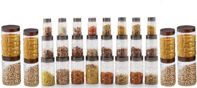

Steelo 32 Pieces PET Container Set - 200 ml, 300 ml, 600 ml, 1200 ml, 2000 ml Plastic Grocery Container(Pack of 32, Clear)