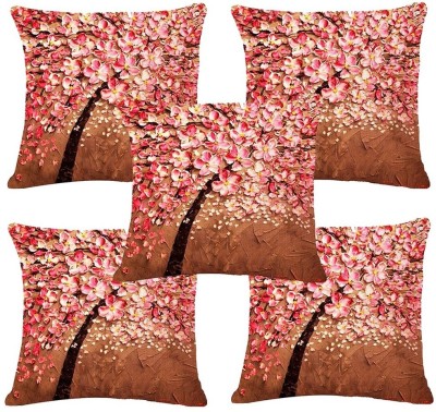 Belive-Me Printed Cushions Cover(Pack of 5, 40.64 cm*40.64 cm, Brown, Pink)