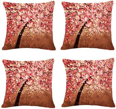 Belive-Me Jute Cushions Cover(Pack of 4, 40.64 cm*40.64 cm, Brown, Pink)