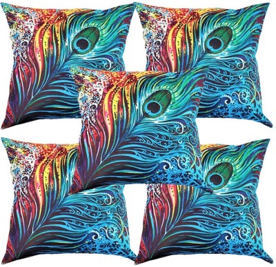 Belive-Me 3D Printed Cushions Cover(Pack of 5, 40.64 cm*40.64 cm, Green, Blue)