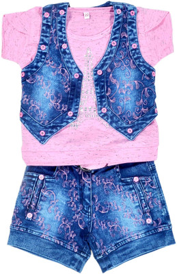 

Hey Baby Girls Party(Festive) Top Shorts(Pink