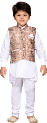

AJ Dezines Boys Festive & Party Kurta, Waistcoat and Pyjama Set(Brown Pack of 1