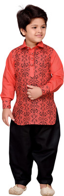 

AJ Dezines Boys Festive & Party Pathani Suit Set(Orange Pack of 1
