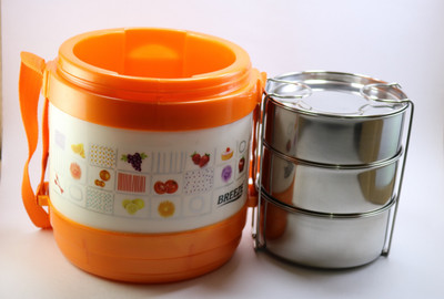 

breeze traveller insulated tiffin 3 Containers Lunch Box(750 ml), Orange
