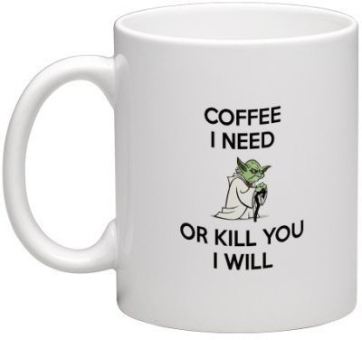 HappyClick Star Wars Yoda Design Ceramic Coffee - 11 Ounce Ceramic Mug(325 ml), Multicolor