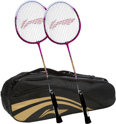 

Li-Ning XP Smash 708 2Pc + 1 Pc 2 in 1 Thermal Double Belt Bag Color Black Combo Multicolor Strung Badminton Racquet(S2, 85 g)