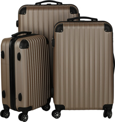 

FLYwithme ABS Set Of 3 Champagne Hard-sided Check-in Luggage -  inch(Gold