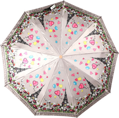 HOU-DY 3 Fold Auto Open Satin Women Umbrella(Multicolor)