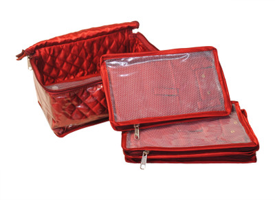 

Annapurna sales 5 Case Designer Satin Multi Necklesh n Jewellery box Makeup and Jewellery Vanity Box(Maroon)
