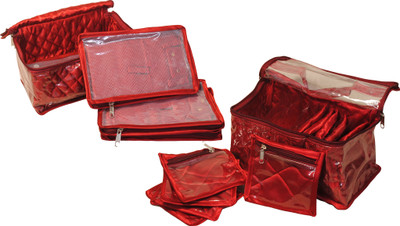 

Annapurna sales 5 Case + 10 Pocket Designer Combo Multi Necklesh and Jewellery Box - Set of 2 Pcs. Makeup and Jewellery Vanity Box(Maroon)