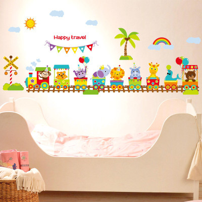 Oren Empower Cute Cartoon Animals Train for Kids bedroom (Finished size on wall - 55(w) x 175(h) cm)(90 cm X cm 60, Multicolor) available at flipkart for Rs.349