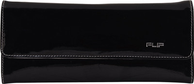 

FLIP Girls Black Genuine Leather Wallet(10 Card Slots)