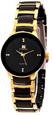 IIK Collection Dimond With Contemporary Stylist Black Watch Round Shape Analog Watch  - For Women   Watches  (IIK Collection)
