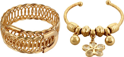 styles creation Metal Crystal Gold-plated Bracelet(Pack of 2)