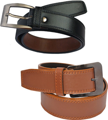 

Elligator Men Casual, Formal, Party Tan, Black Artificial Leather Belt, Tan-01