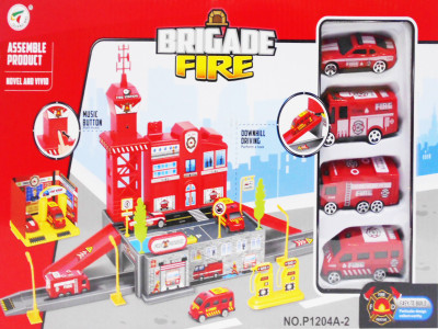 

Emob DIY East to Build Fire Brigade Station Assemble Set With Fire Siren Sound(Red)