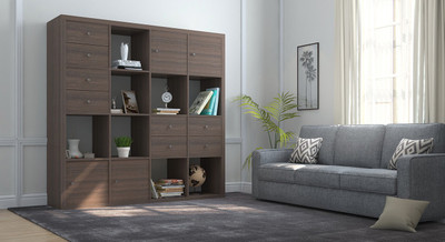

Urban Ladder Boeberg Engineered Wood Semi-Open Book Shelf(Finish Color - Dark Walnut)