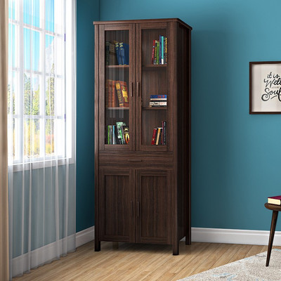 

Urban Ladder Norland 65-book capacity Engineered Wood Semi-Open Book Shelf(Finish Color - Dark Walnut)