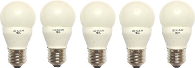 Origin 3 W Basic Round E27 LED Bulb(White, Pack of 5)