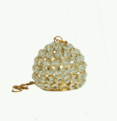 

AuraDecor Crystal Hanging Iron Tealight Holder(Gold, Pack of 1)