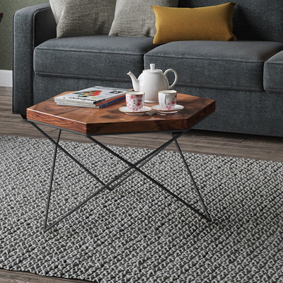

Urban Ladder Dyson Hex Solid Wood Coffee Table(Finish Color - Teak)