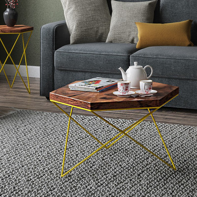 

Urban Ladder Dyson Hex Solid Wood Coffee Table(Finish Color - Teak)
