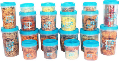 Princeware twister  - 715 ml, 230 ml, 840 ml, 1350 ml, 1230 ml, 490 ml Plastic Grocery Container (Pack of 20, Blue)