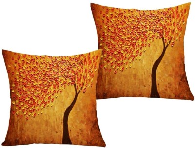Belive-Me 3D Printed Cushions Cover(Pack of 2, 40.64 cm*40.64 cm, Orange, Yellow)
