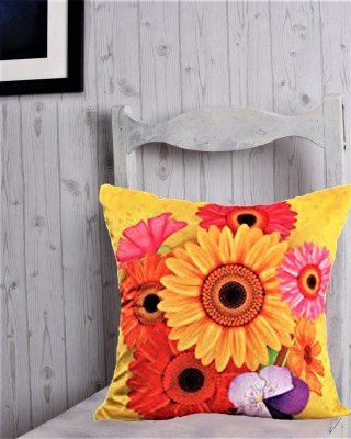 Belive-Me Floral Cushions Cover(40.64 cm*40.64 cm, Pink, Yellow)