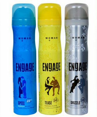 

Engage Drizzle, Spell and Tease Perfume Body Spray - For Women(450 ml, Pack of 3)